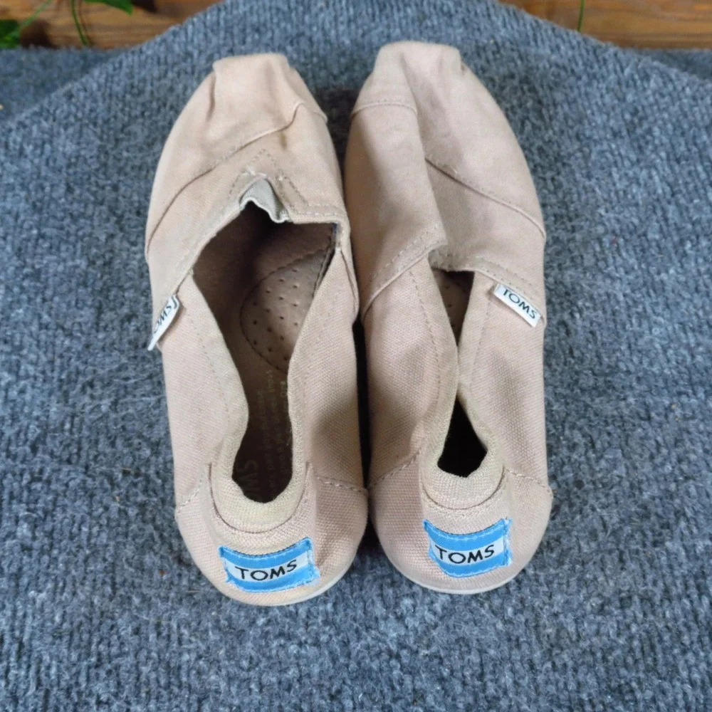 TOMS Alpargata Women‎ Slip On Shoe Size 5 Everyday Comfort Tan Canvas Flats